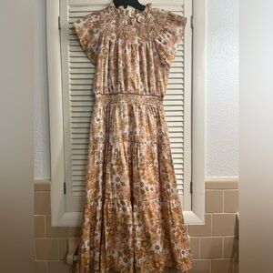 Moodie Fall Floral high neck midi dress Small